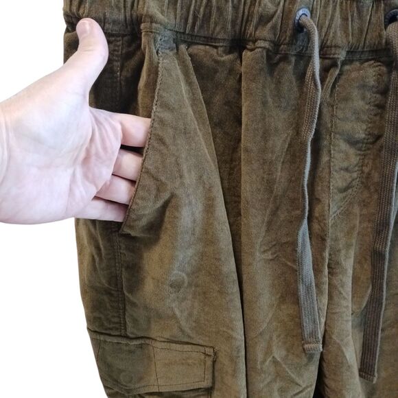 Sanctuary Mia Trooper Brown Corduroy Elastic Waist Cargo Jogger Pants XS Pull On - Picture 3 of 12